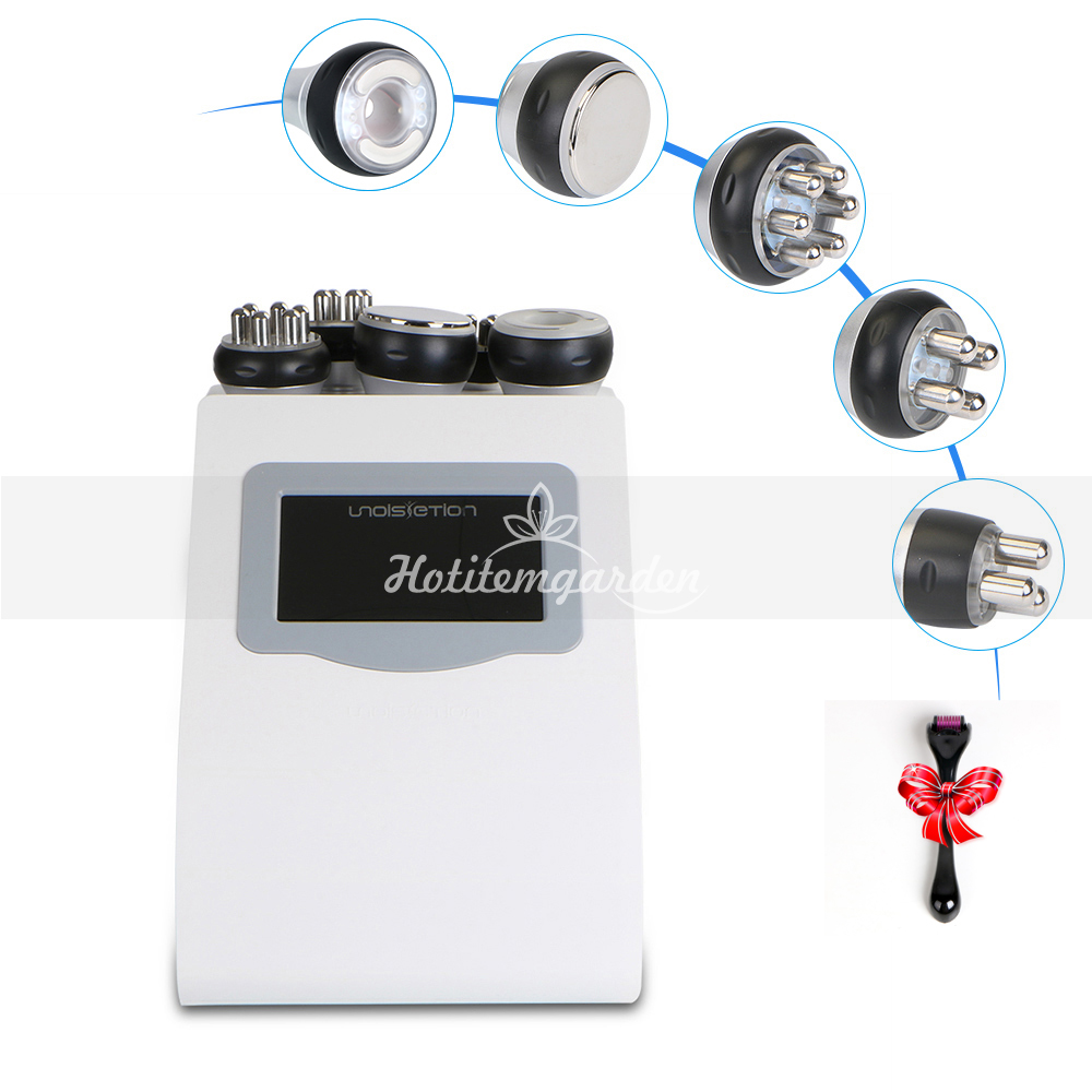 5IN1 ultrasound Cavitation 40K Radio Frequency RF Multipolar Vacuum Photon face body care fat loss machine+gift micro needle roller