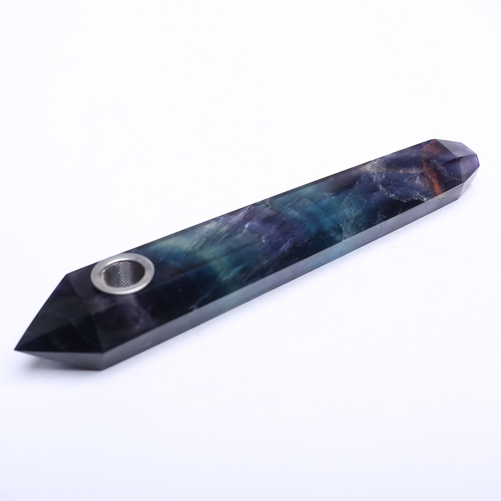 

8-10cm Natural Quartz Long Crystal Fluorite tobacco cigarette holder Smoking Pipes with 1 screen filters healing wand point