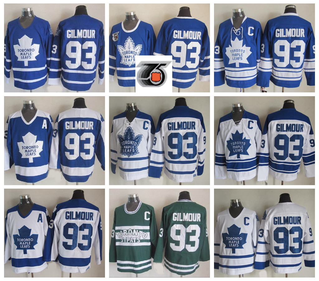 

Mens Toronto Maple Leafs Vintage Doug Gilmour Hockey Jerseys Cheap #93 Doug Gilmour Stitched Shirts 75th Anniversary C Patch M-XXXL, White lace blue