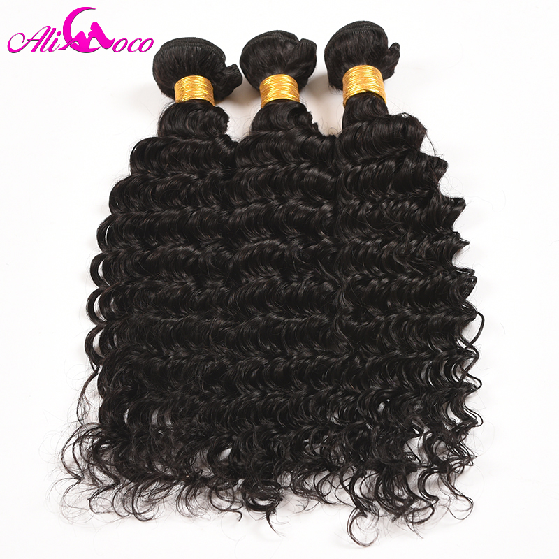 

Ali Coco Hair Deep Wave Brazilian Hair Weave Bundles 1 Piece 100% Human Weave 10"-28" Non Remy Natural Color