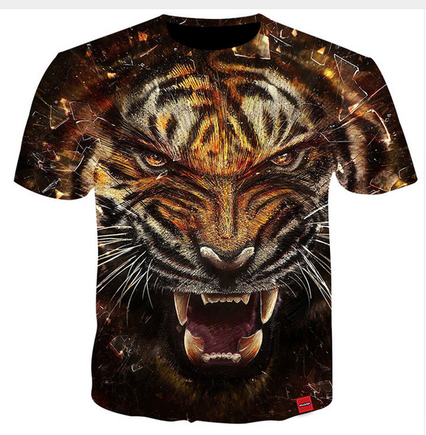 

Wholesale - Newest Fashion Womens/Mens Couples Tiger Animal Funny 3D Print Casual T-Shirts Free Shipping ZL0104, White;black