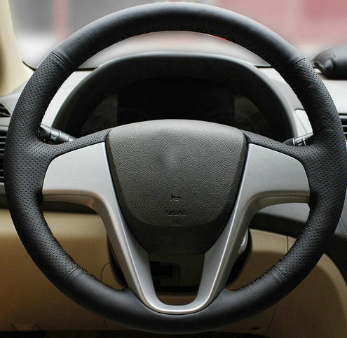 

Car accessories Genuine leather Car Steering wheels cover For Hyundai Solaris i25 i20 Accent 2009-2014 sedan hatchback