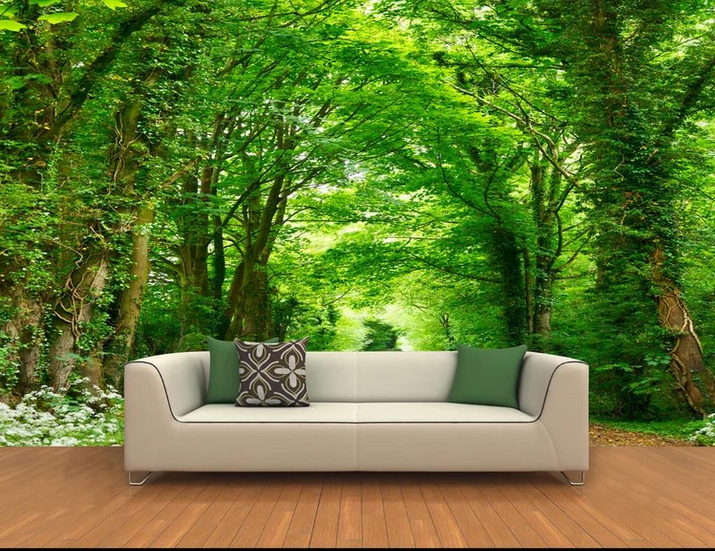 

Custom 3d wallpaper for walls 3d photo wallpaper murals Mural paintings of trees standing on both sides of the 3D forest landscape wallpaper, Custom any size