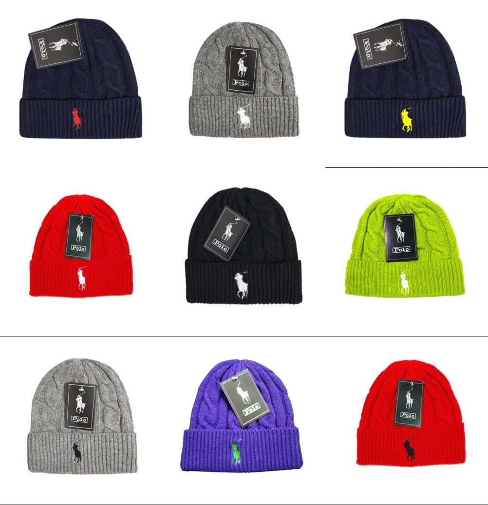 black polo hat with white horse