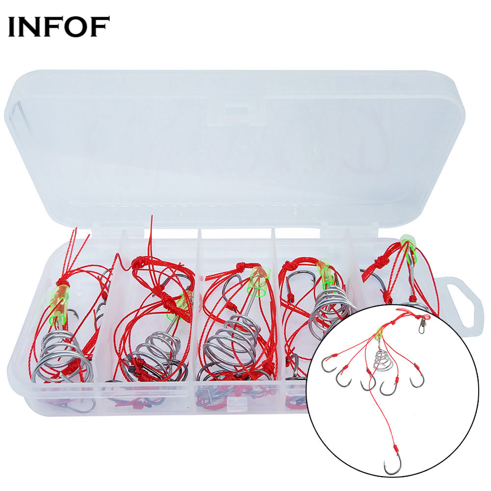 5pcs/box Explosion Hooks Fishing Kit Bait Spring Hook Carbon Steel Fishhook Bait Holder for Feeder Carp Fishing-image-425364364