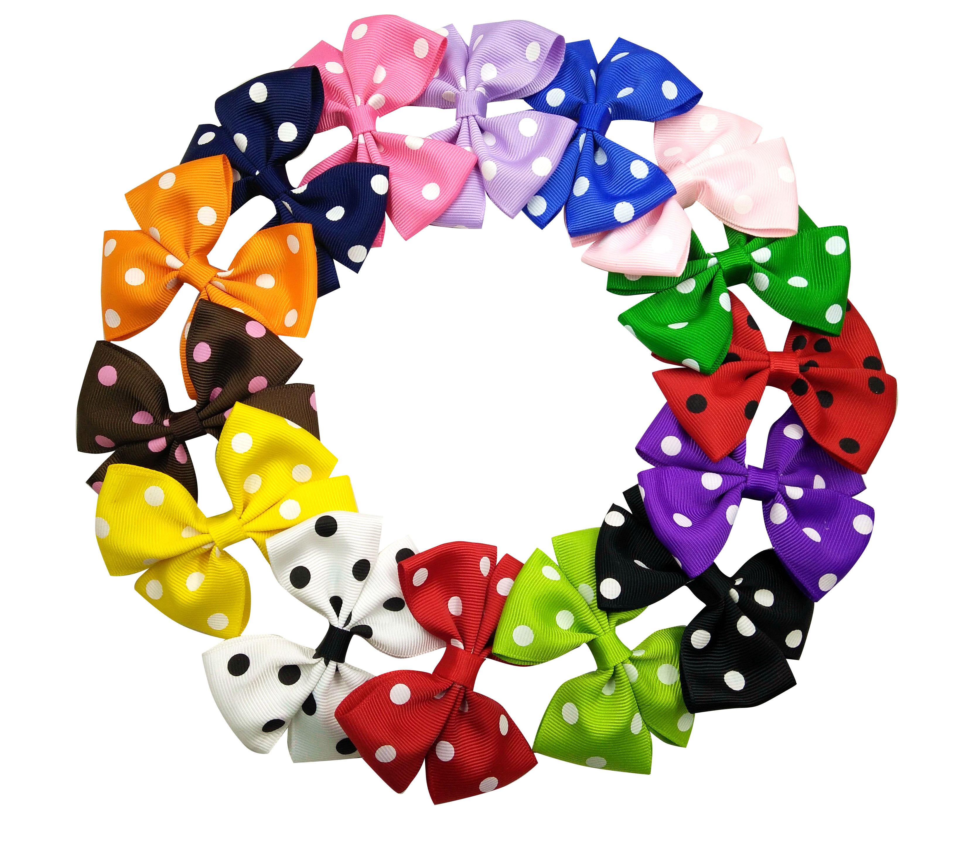 

3.5" Ribbon Polka Dot Pinwheel Baby children clip hair Bows hairbow headwear 30pcs, Multi-color
