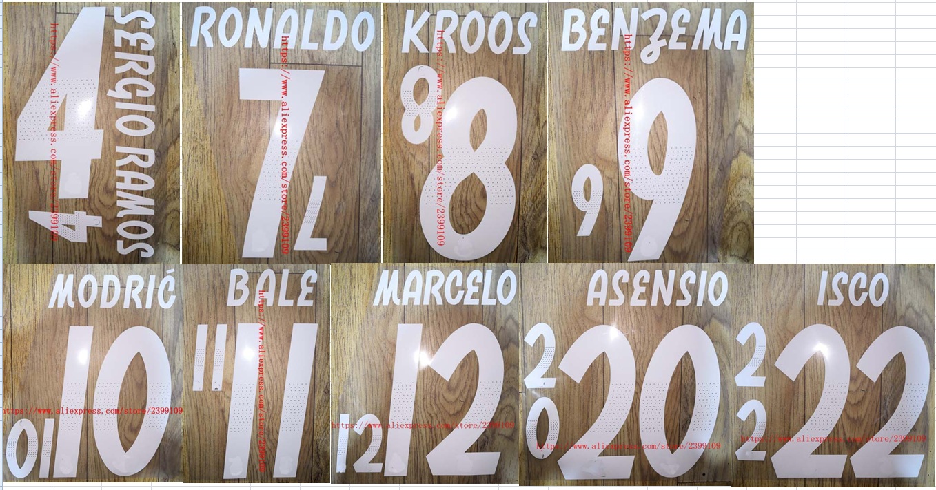 

18-19 AWAY SERGIO RAMOS RONALDO KROOS BENZEMA MODRIC BALE MARCELO ASENSIO ISCO nameset soccer patch soccer badge