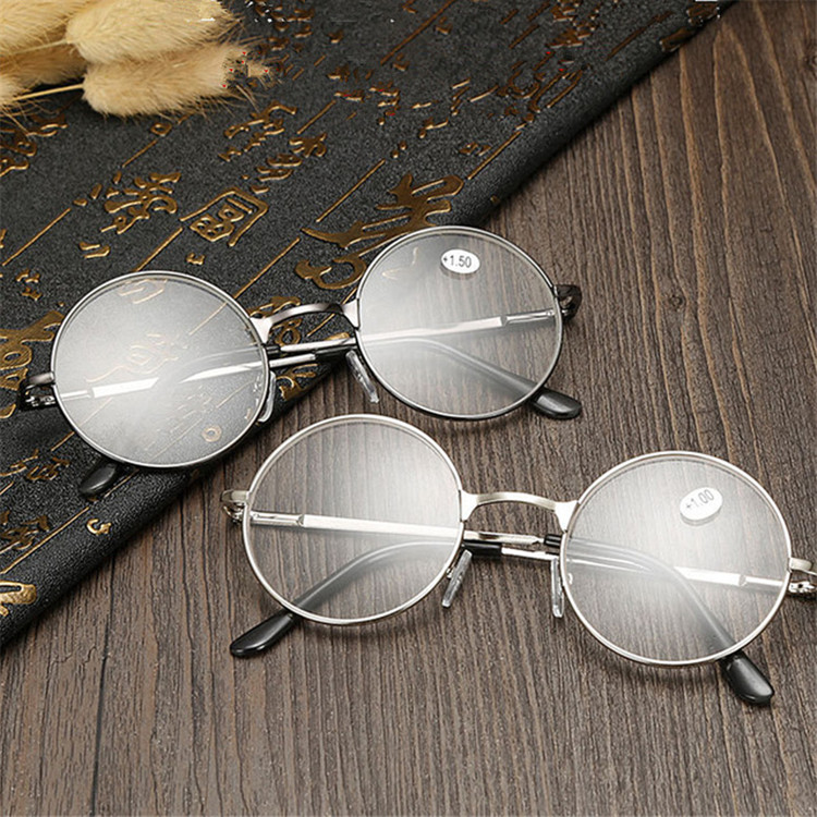 

Retro men women round mirror reading glasses for metal frame glasses plain mirror personalized + 100...+400