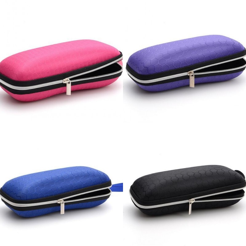 

high quailty 4 color pressure-proof sunglasses case zipper crush resistance small sunglasses Protection box portable with lanyard