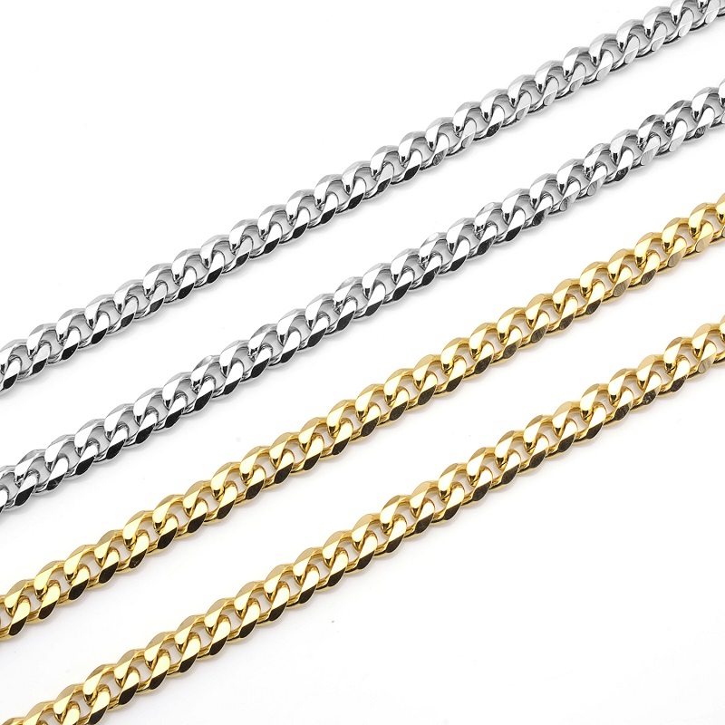 

Necklace Cuban Link Chain Stainless Steel 18K Gold Plated Tone Punk Jewelry Bracelet Necklace(3 5 7mm24")