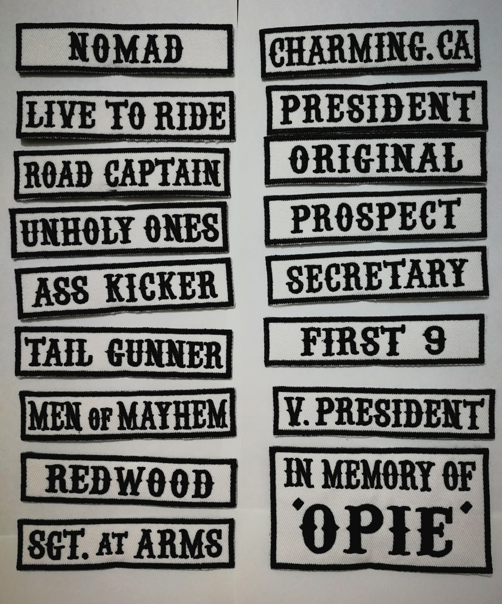 

17PCS/LOT FRONT BLACK SONS OF OUTLAW MC CLUB BIKER PATCHES SET FOR MOTORCYCLES CLOTHING JACKET ANARCHY PATCHES SHOES BADGES VEST STICKERS