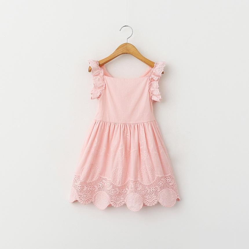 

Vieeoease Girls Dress Flower Kids Clothing 2018 Summer Fashion Sleeveless Vest Embroidery Princess Party Dress KU-136, Pink