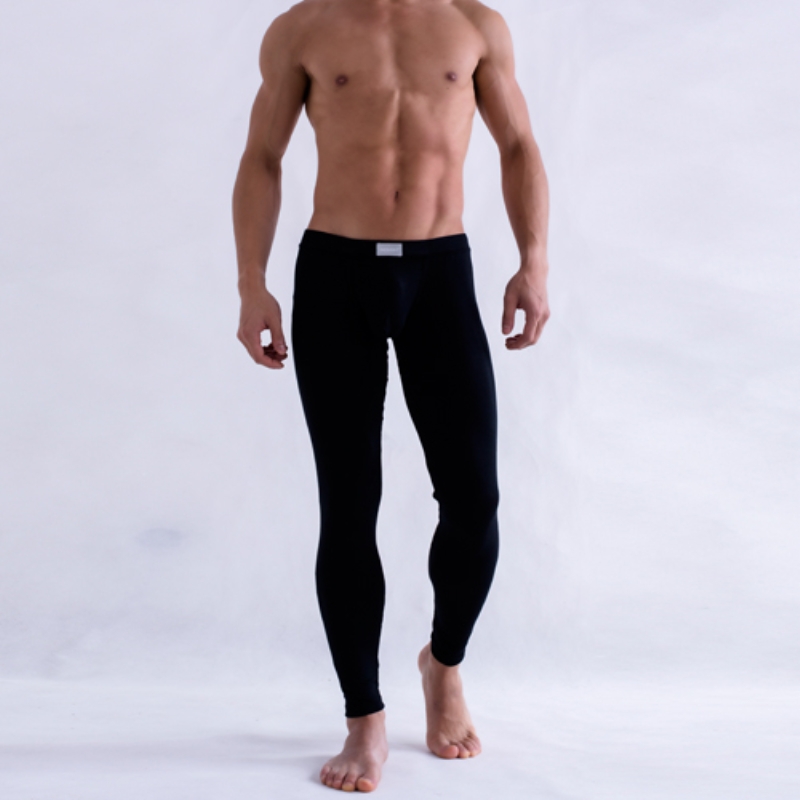 

Solid Color Mens Long Johns Pants Thermal Underwear Low Rise Underpants  L XL Freesipping Hot, Black