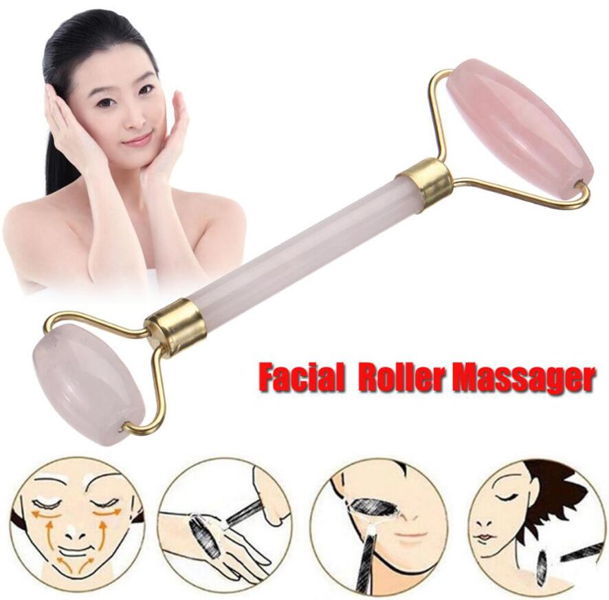 

Rose quartz Face Massage Roller Practical Jade Facial Anti Wrinkle Body Head Portable Nature Beauty Health Care Tools Pink Massage stones