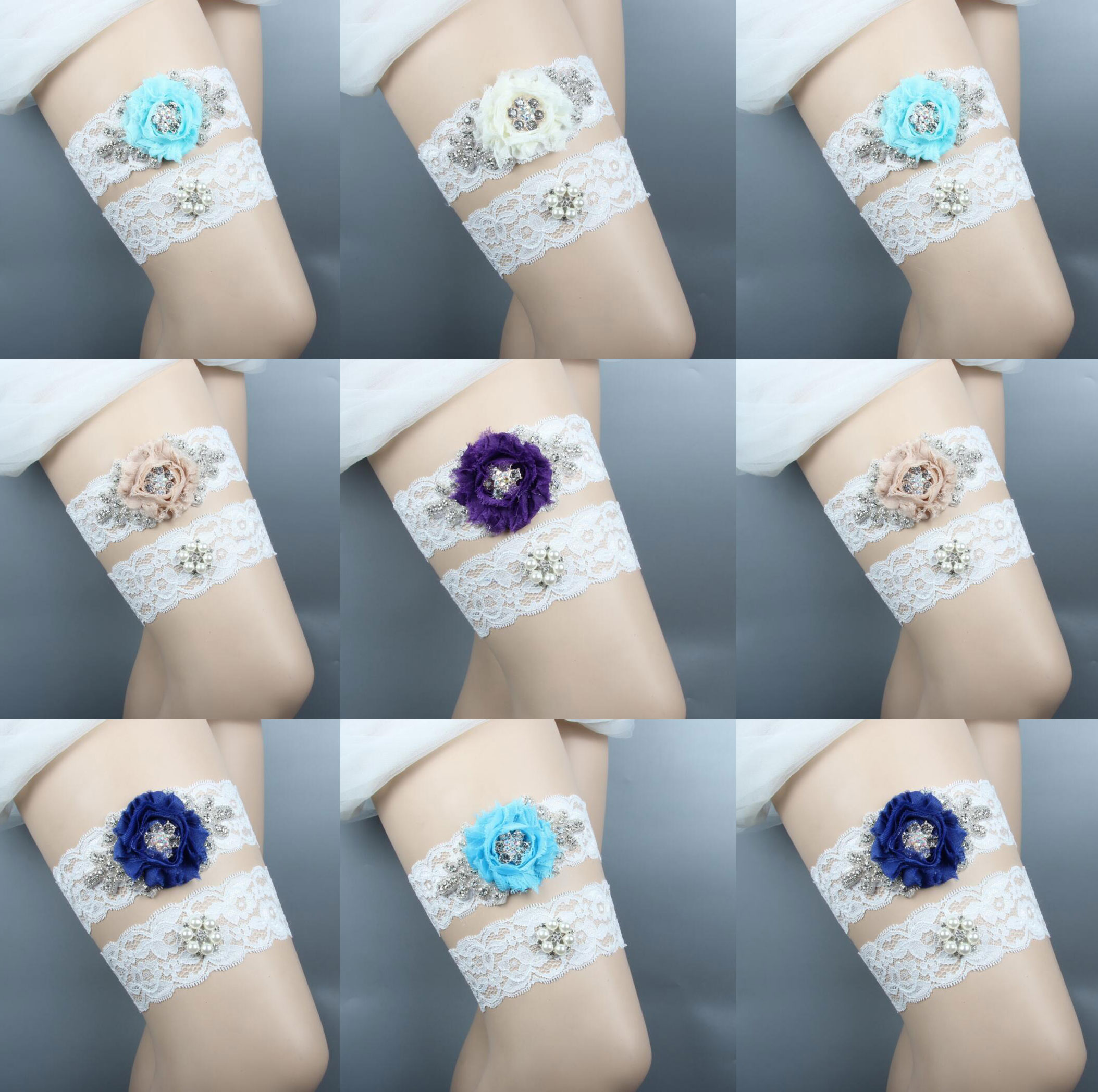 

Hot Sell 2 Pieces set Bridal Garters for Bride Wedding Garters Hot style Lace bridal socks with bridal lap Party, Sky blue
