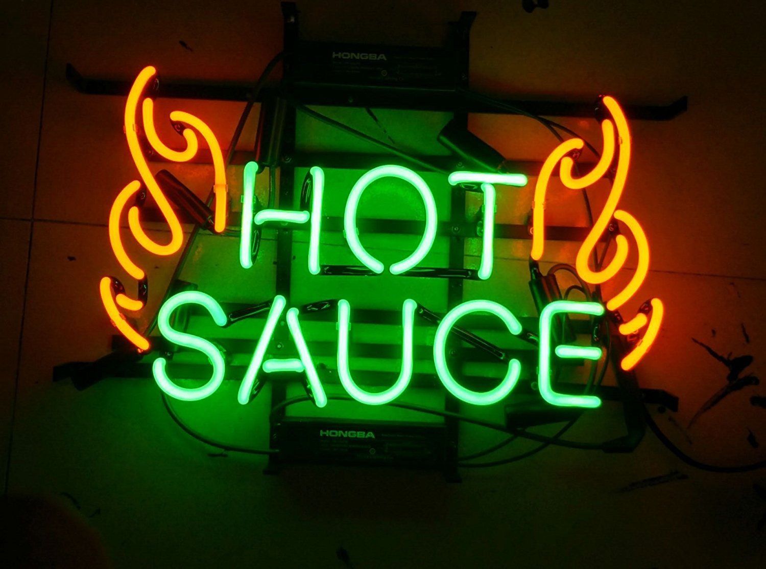 

17"x14" New Hot Sauce Wall Decor Man Cave Real Glass Beer Bar BBQ Neon Light Sign