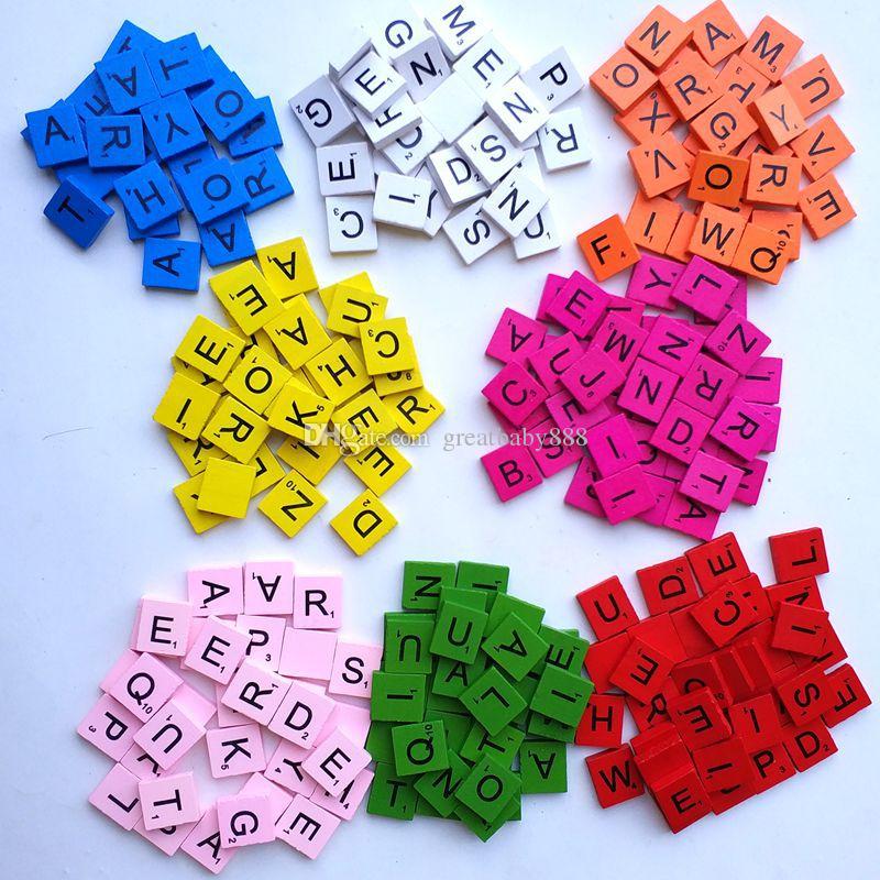 20x18x5mm//Pc 100 Pieces Wooden Scrabble Letters Word Tiles DIY Spelling Learn Letters Crafts Scrapbooking Pendants