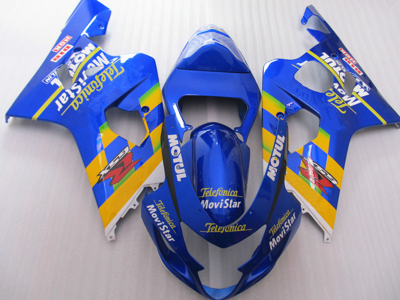 Offre spéciale kit de carénage pour SUZUKI GSXR600 GSXR750 04 05 K4 marché secondaire GSX-R600/750 2004 2005 ensemble de carénages bleu jaune VS1