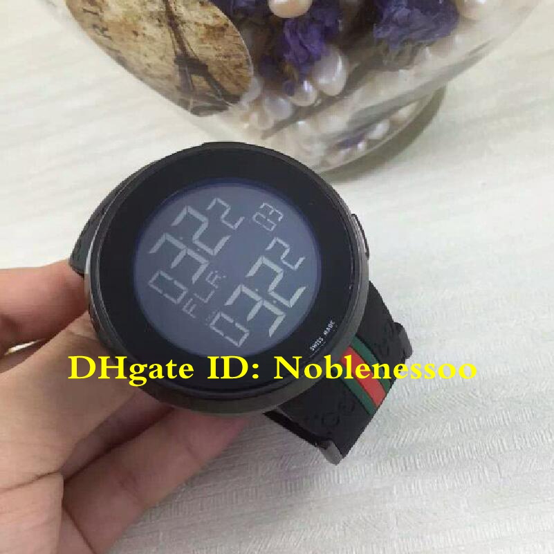 

Hot with Box Black Digital Quartz 114 YA114208 Black Rubber Band Quartz Movement Top Sport Movement Mens Watch Men's Watches, 01