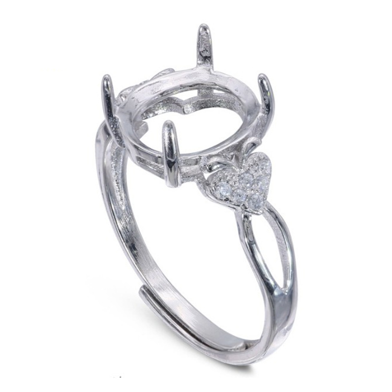 

Semi Mount Ring Settings For Oval Stone With Apple Side CZ Blank Base Solid 925 Sterling Silver Women Jewelry Bride Bridesmaid Wedding Gifts