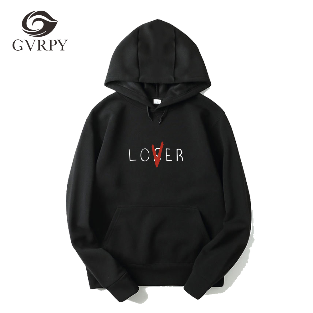 

2018 Winter Autumn Lover and Loser Printed Hoodies Men Womens Harajuku Hip Hop Hoodie Lover or loser Novelty Female Male Hoodies, White