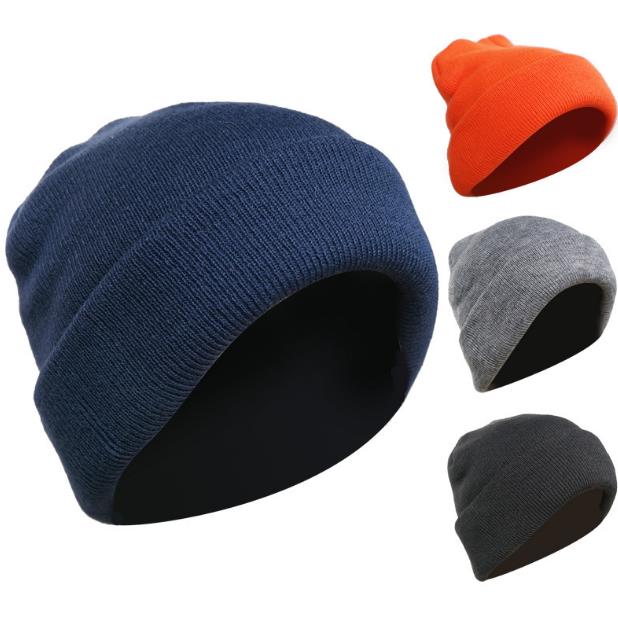 

Four layers thick autumn winter men's knitted hat to protect against wind and cold and keep ears warm, Black