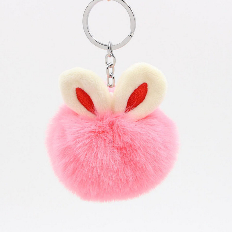 

2018 Fur Pom Pom Keychains Fake Rabbit fur ball key chain porte clef pompom de fourrure fluffy Bag Charms bunny keychain Keyring