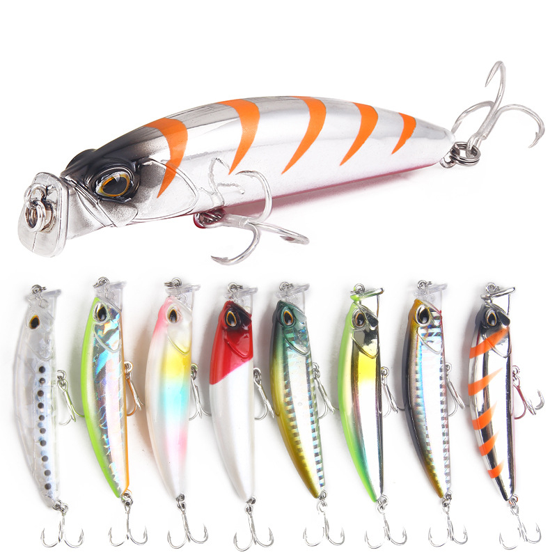 

New ABS Plastic Laser Popper bait 8cm 10g Floating Swimming Beveled tongue Lipless Fishing Lure bass swimbaits