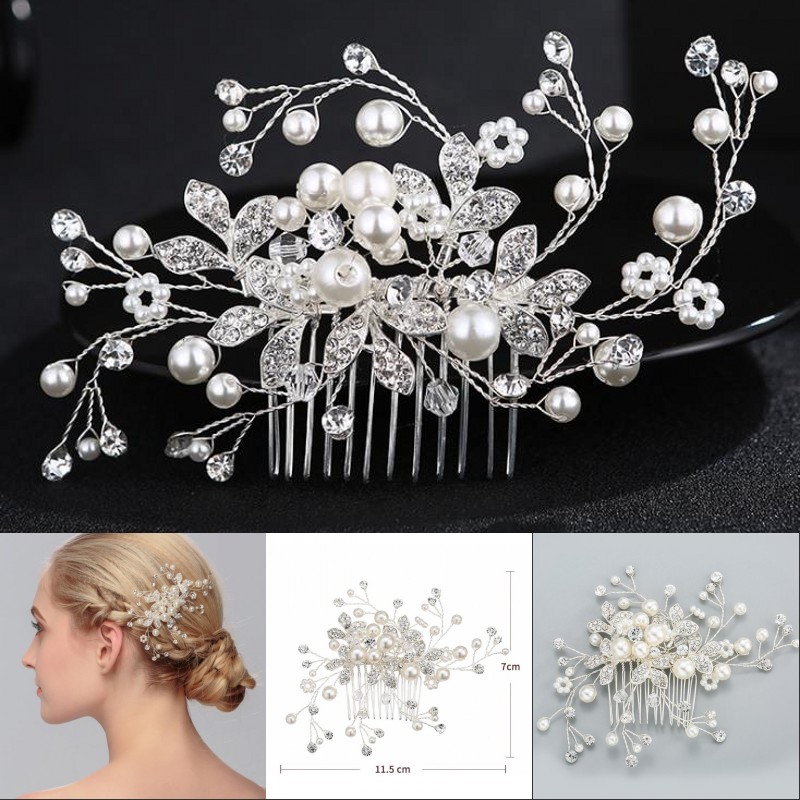 

2022 New Fashion Bridal Wedding Headpieces Tiaras Rhinestone Hair Comb Bridal Jewelry Accessories Crystal Pearl Diamond Tiara In Stock