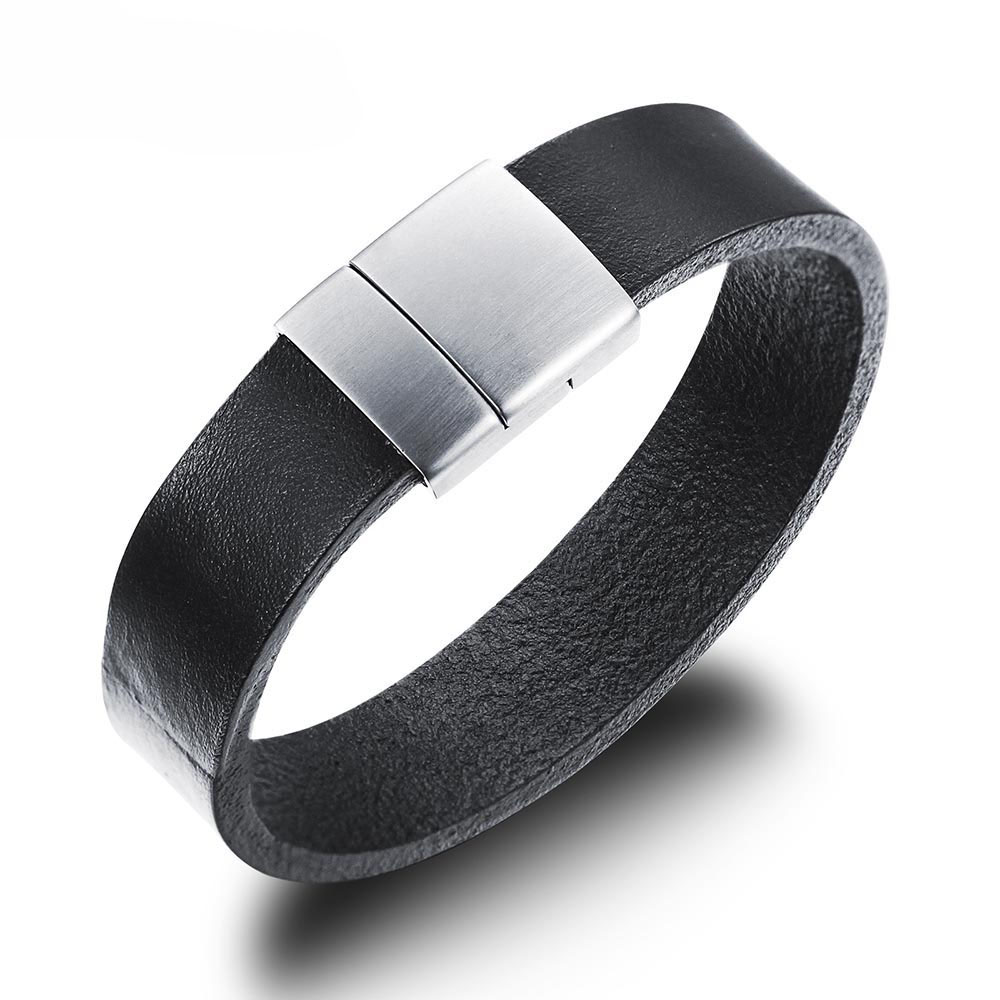 JeeMango nouveaux bijoux de mode boucle magnétique bracelets d'enveloppement en cuir en acier inoxydable 316L bracelets à breloques délicates pou