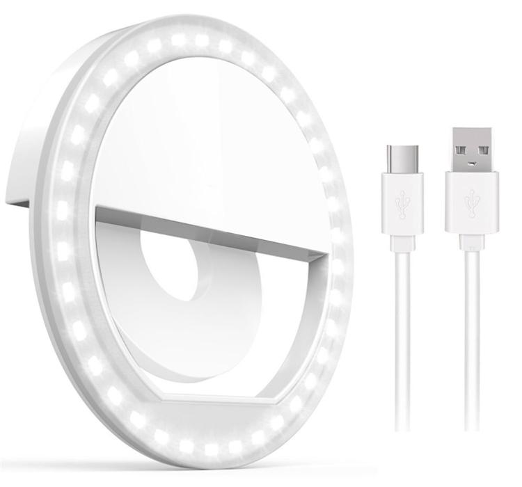 

Rechargable Selfie Light Ring with 36 LED Lights 3 Brightness Level Cell Phone Laptop Camera Photography Video Lighting with Retail Package