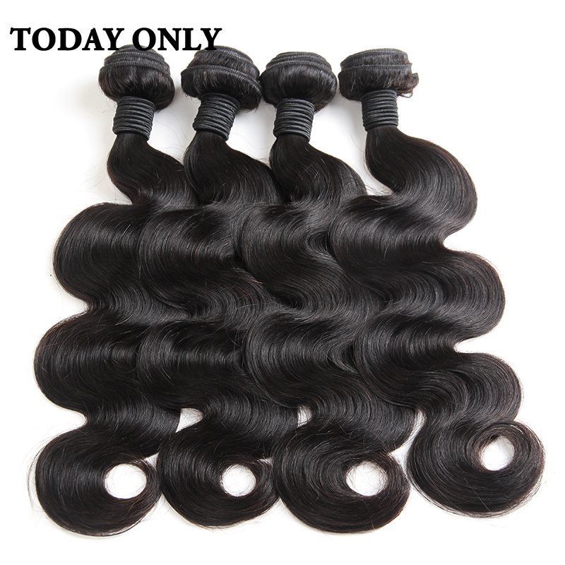 

Today Only Brazilian Body Wave Bundles Human Hair Weave Bundles Natural Color Hair Can Buy 3 or 4 pcs Non Remy Extensions