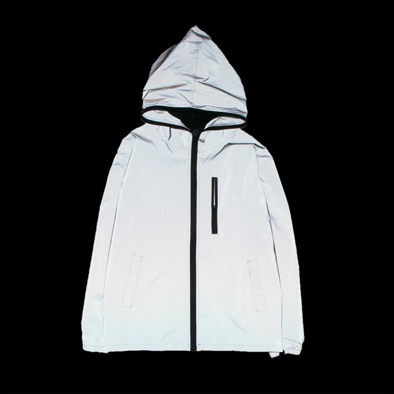 

New 2021 Men jacket casual hip hop windbreaker reflective jacket hooded men and women lovers coat hooded fluorescent clothing, Black;brown