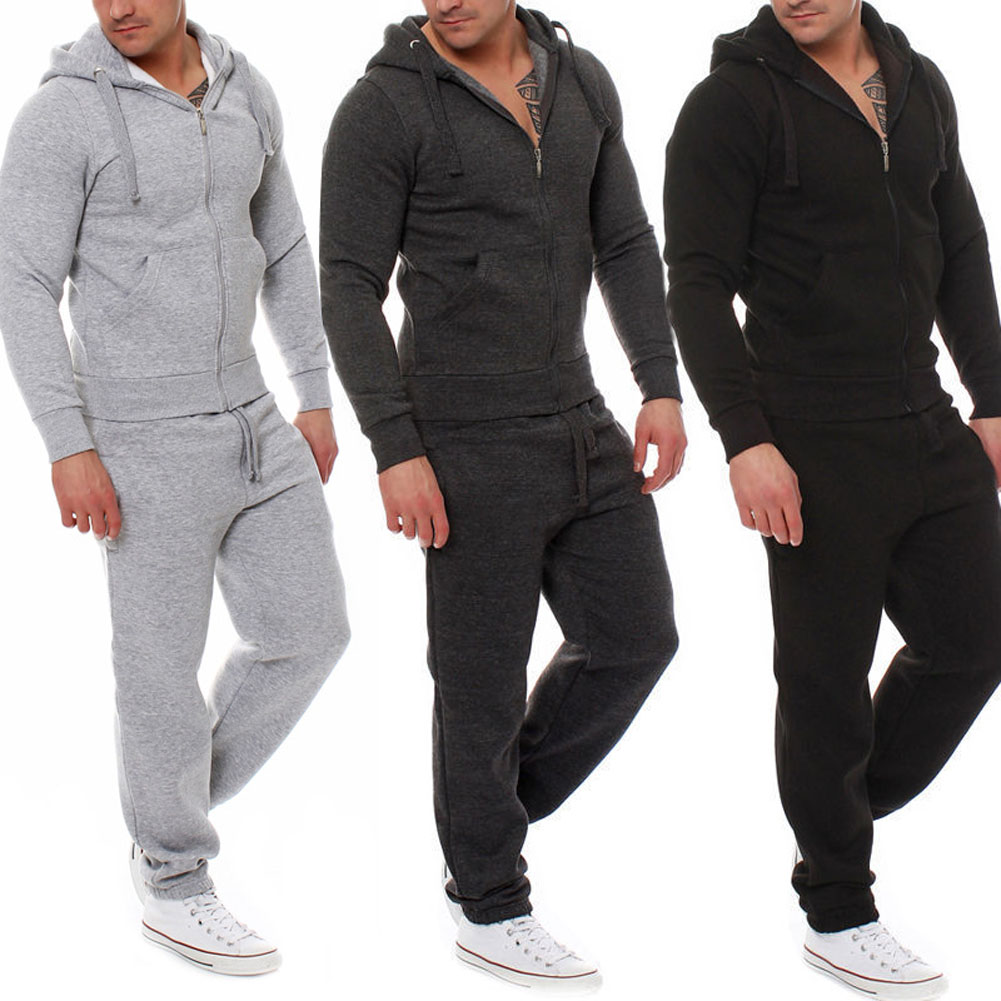 Autumn Winter Men Tracksuit 2 Piece Set Tops Pants Hoodie Coat Trousers Outerwear Casual Sweatshirt Suit XRQ88