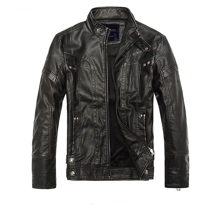 Vestes en cuir masculin veste pour hommes de haute qualité de moto classique vestes cowboy vestes mâle plus velours couches épaisses