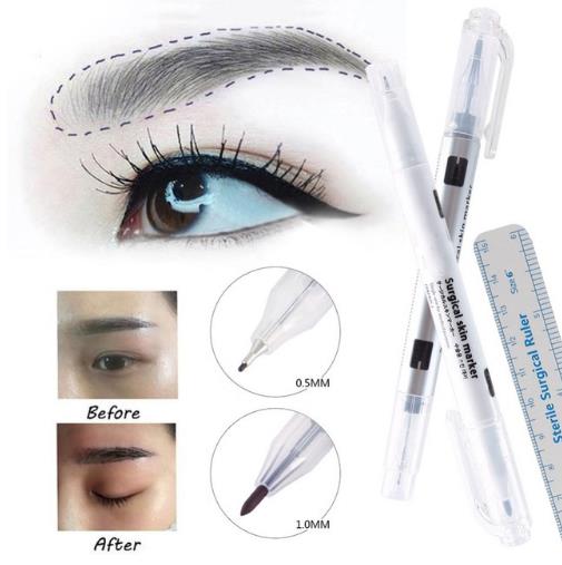 

Skin Marker Eyebrow Marker Pen Tattoo Skin Marker Pen With Measuring Ruler Microblading Positioning Tool