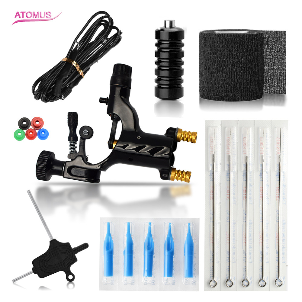 Kits De Machine à tatouer rotative Maquinas De Tatuar Rotativa Kit complet professionnel pince cordon aiguilles De tatouage bande musculaire poig