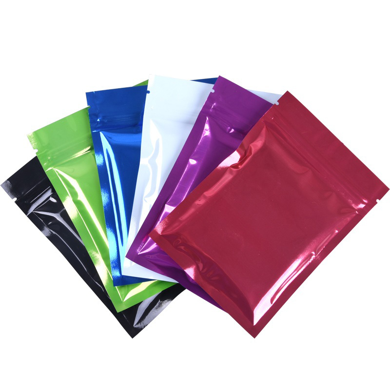 

6 Size 6 colors Metallic Mylar Self sealing Bags Flat Black Aluminum foil Packing Bags plastic bags LX1041