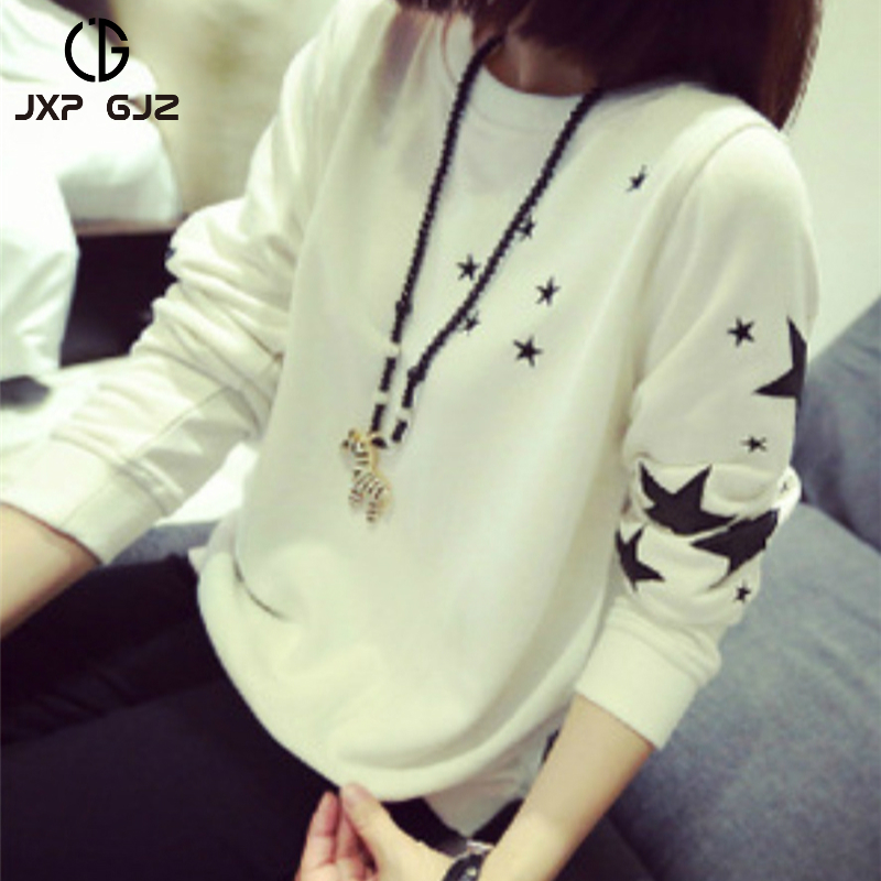 JXP GJZ Women Sweaters and Pullovers 2017 New Fashion Autumn Winter Long Sleeve White Knitted O-neck Pullovers Female Sweaters