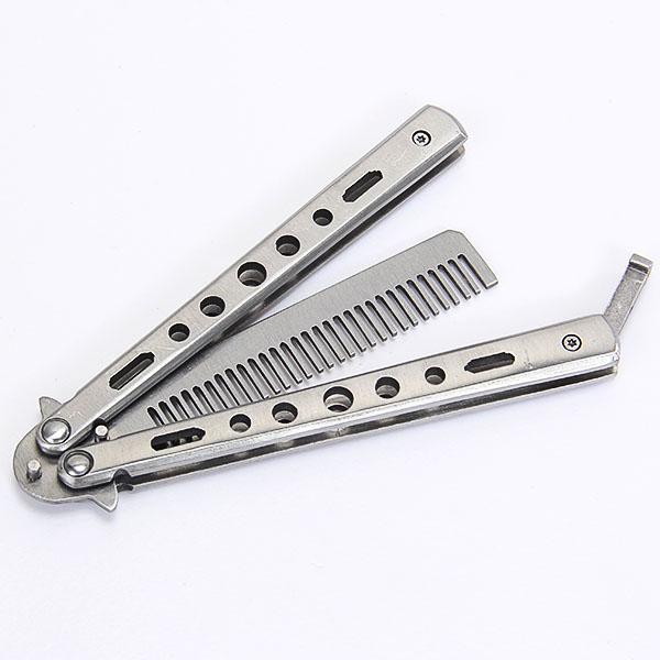 

High Quality Stainless Steel Practice Training Butterfly Style Knife Comb Cool Sport Black And Silver Color