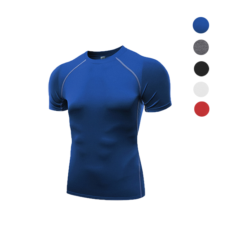 

Compression Tights Men's T-shirt Quick Dry Slim Fit Tees Men Printed Compression Shirt Tops Bodybuilding Fitness Short Sleeve B5018 for Male, Black