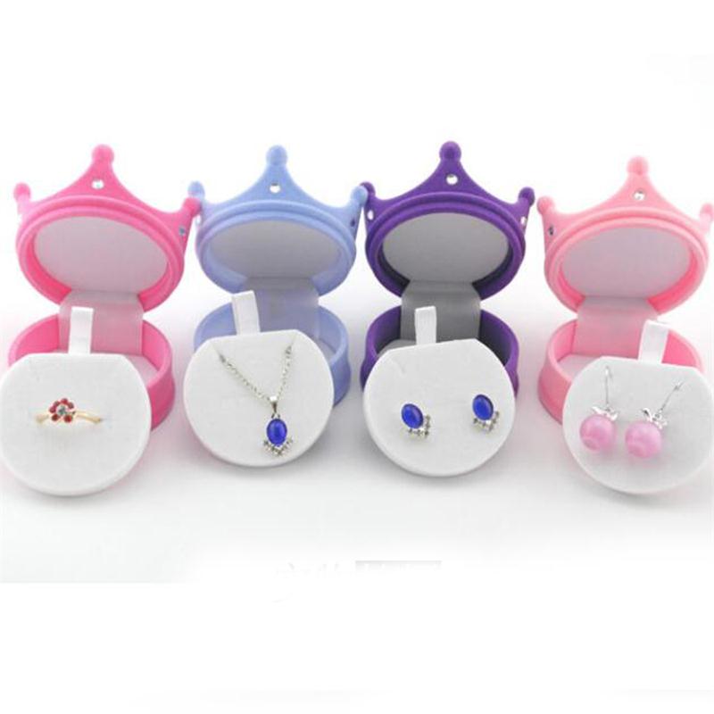 

New Luxury Velvet jewelry box Princess Crown Shape Stand For Earrings Ring Pendant Jewelry Case Organizer Gift Box