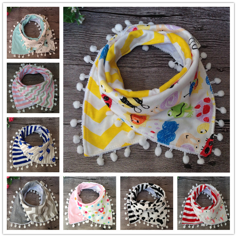 

2pcs/Set Baby Girl Princess Tassel Bibs 2018 Infant Toddlers Cartoon Flamingo Cow Milk Printed Bibs Baby 100% Cotton Saliva Towel Triangle