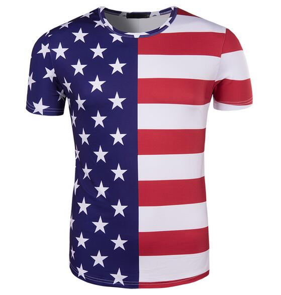 

United States flag printed on stripe stars Independence day 3D print short sleeve with crew neck men t shirts 2018 russia world cup men tee, Choose the model