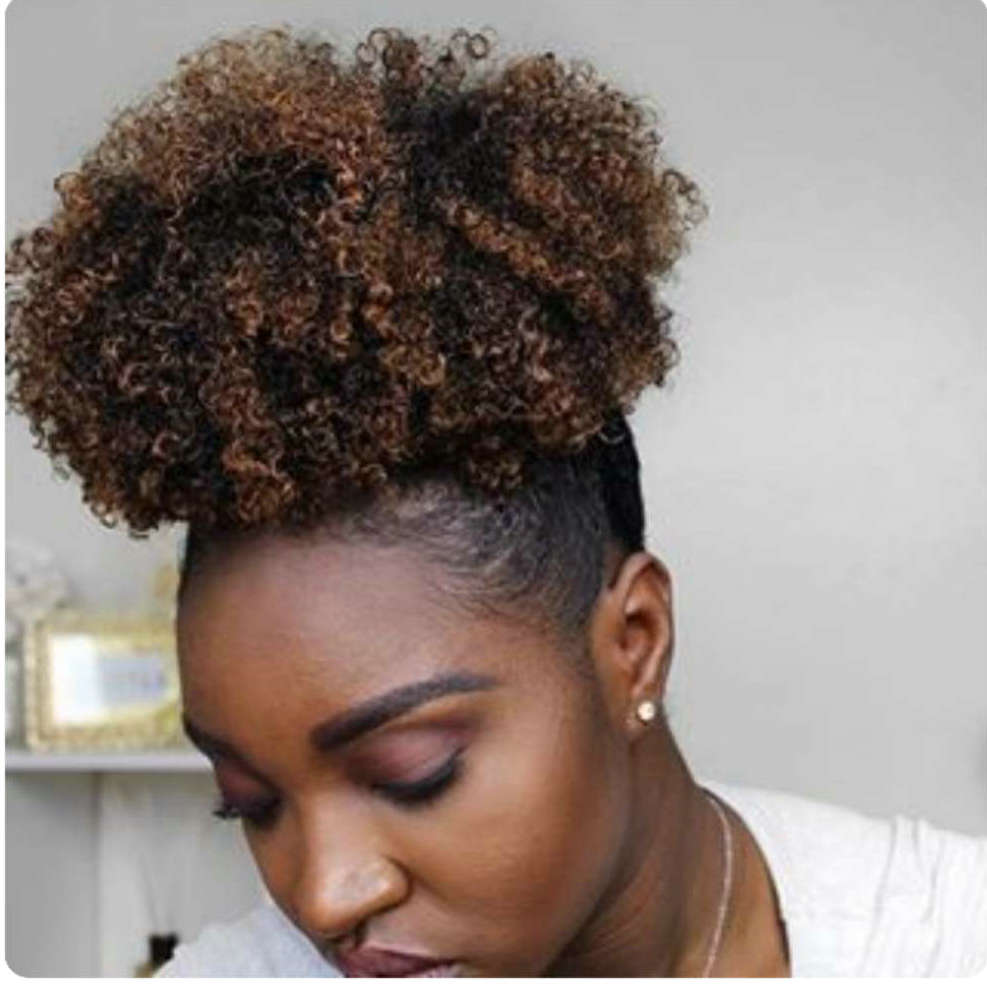 

Chic brown Human Hair Ponytail for black women afro kinky curly Drawstring Ponytail Human Hair 120g 12inch Clip in Pony Tail hair extensions