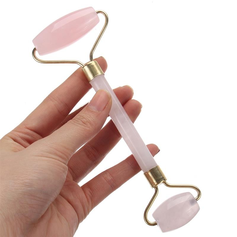 Natural Rose Pink Crystal Quartz Facial Massage Roller Double Head Jade Stone Face Lifting Anti Wrinkle Slimming Health Care Tool-image-425729585