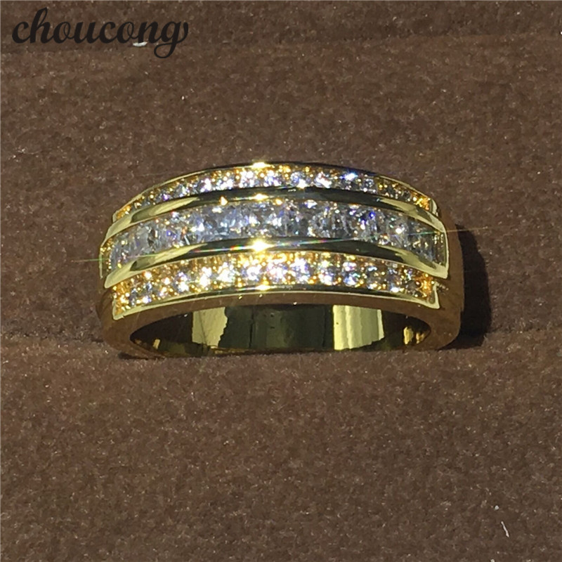 

New Arrive Hot sale Jewelry Male ring Diamond Yellow gold filled Party Wedding Band Ring for Men Women Size 7-12