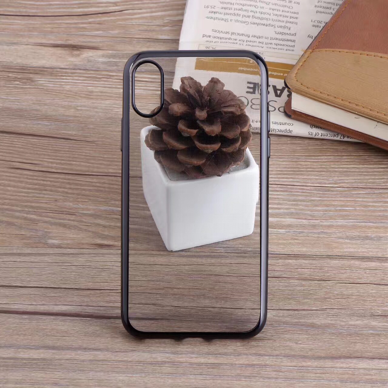 

For iphone X Cases Crystal Clear Soft Cover with Electroplated Frame TPU Gel Case, Rose gold