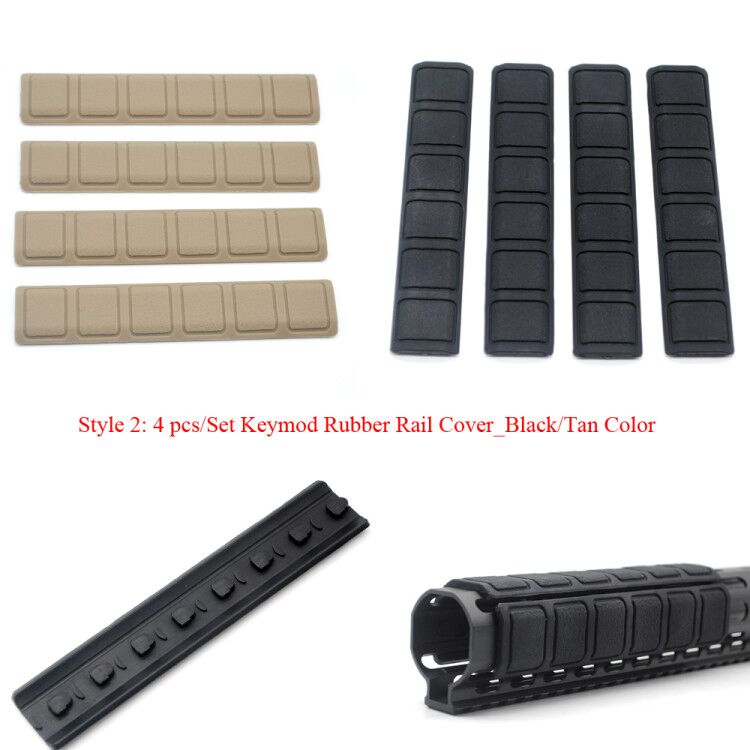 Couverture de rail en caoutchouc résistant à protecteur de protège-main Style carré Keymod rail 4pcs / set_black / tan couleurs livraison gratuit