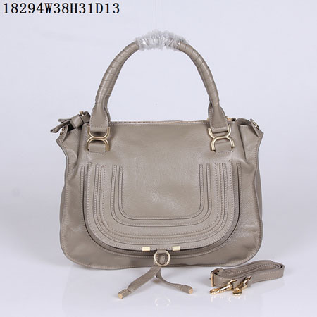 

Women Leather shoulder bags soft calfskin leather 38cm Medium casual bags Light multi-functional double leather handles Round shape, Grey